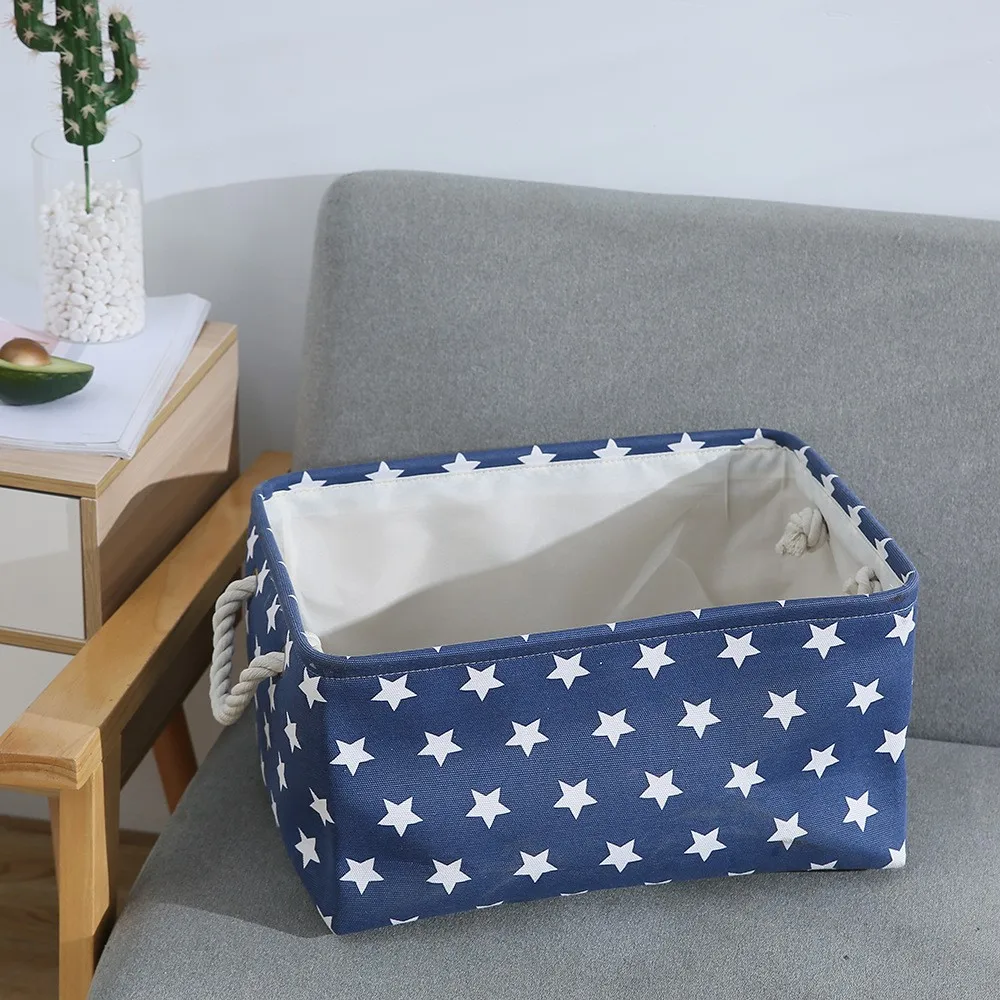 Cube Canvas Fabric Storage Basket Clothes Folding Storage Box For Nursery Underwear Toy Organizer Laundry Basket With Handle