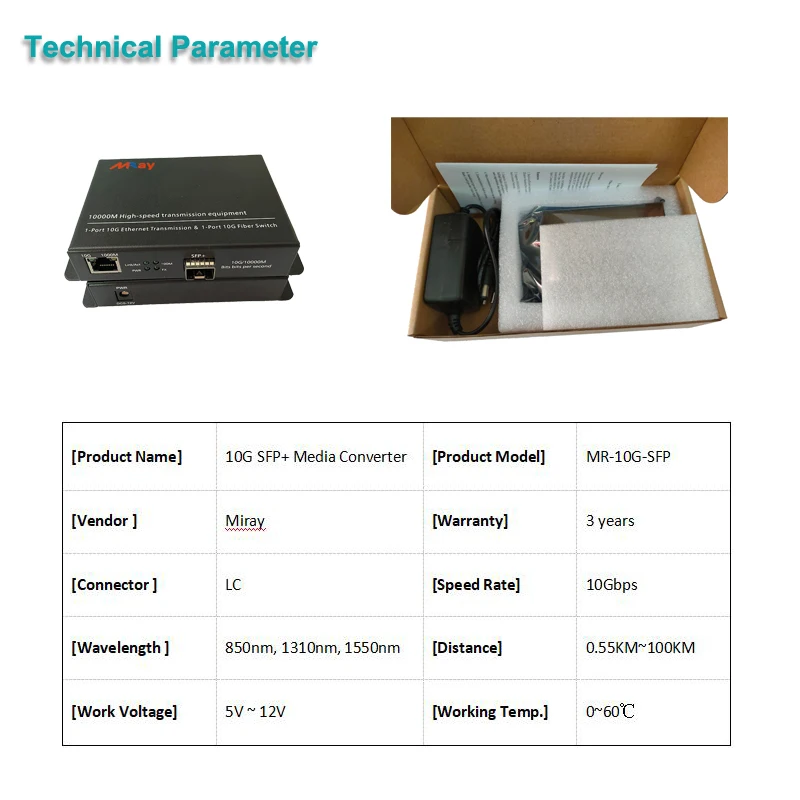 Conversor SFP + dos meios 10G ao transceptor da fibra ótica RJ45 com 10G-SFP-T, módulo 10G-SFP-SR/LR SFP