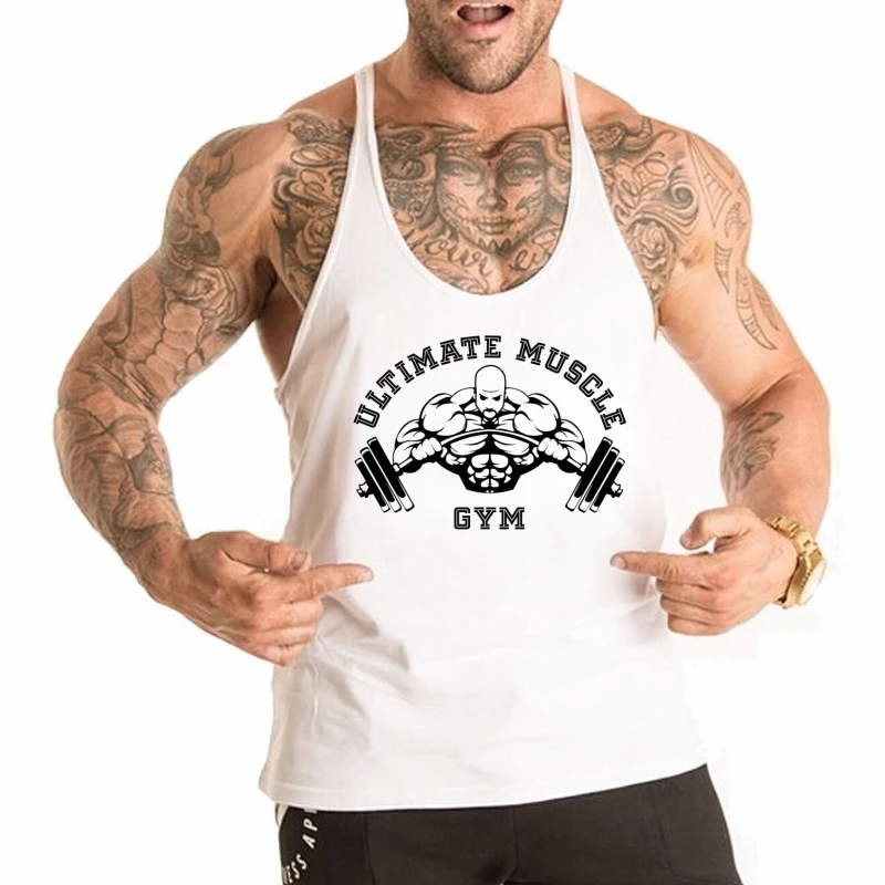 

New Hot Sale Men's Printed Tank Top - Breathable Cotton Sleeveless Running Shirt, Ideal Bodybuilding Fitness Singlet for Workout