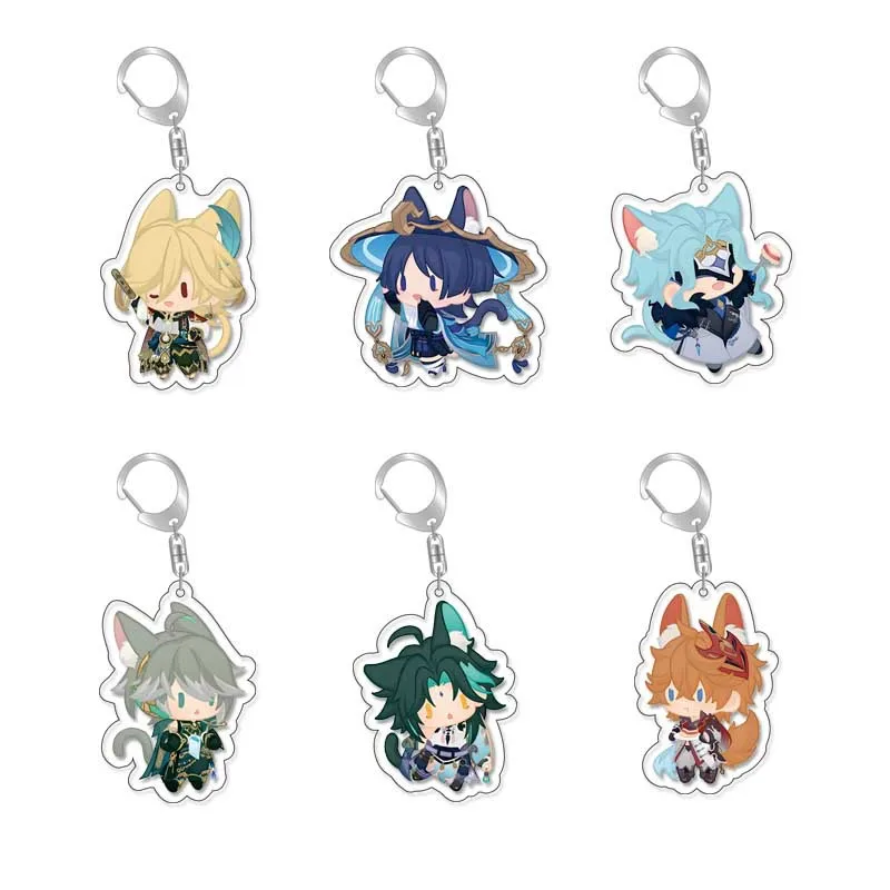 

Anime Genshin Impact Venti Xiao Cosplay Cat Series Acrylic Creative Cartoon Key Chain Animal Ornament Ambitus