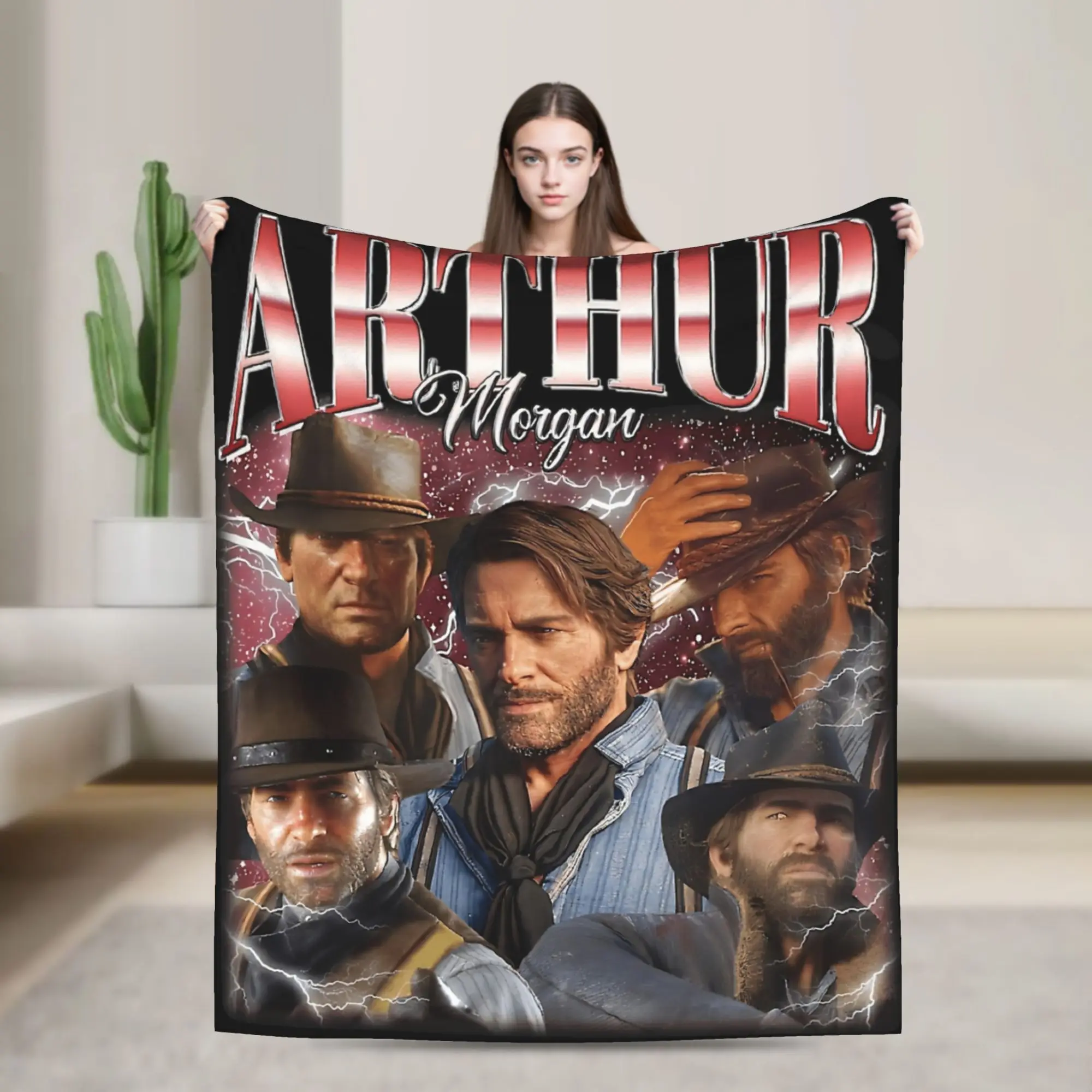 Arthur Morgan West Cowboy Action King Game Character Blanket Red Dead Redemption Warm Soft Plush Throw Blanket For Bed Cover