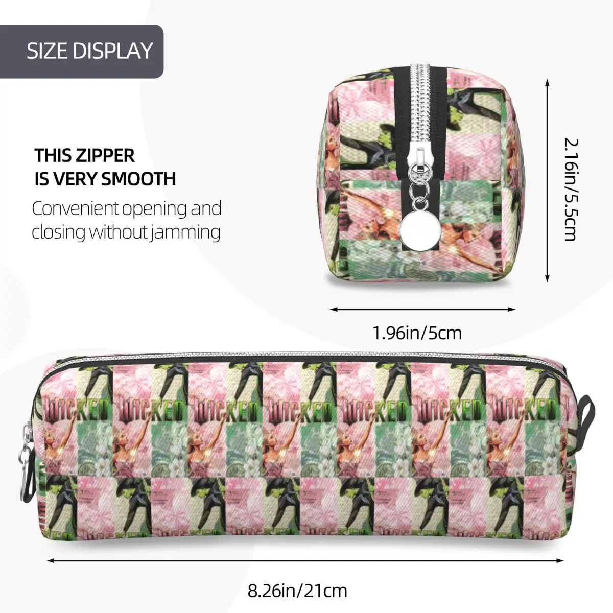 Movie Wicked Elphaba And Glinda Pencil Cases for Students Pen Box Pencil Bag Large Capacity Pencil Pouch Stationery Supplies