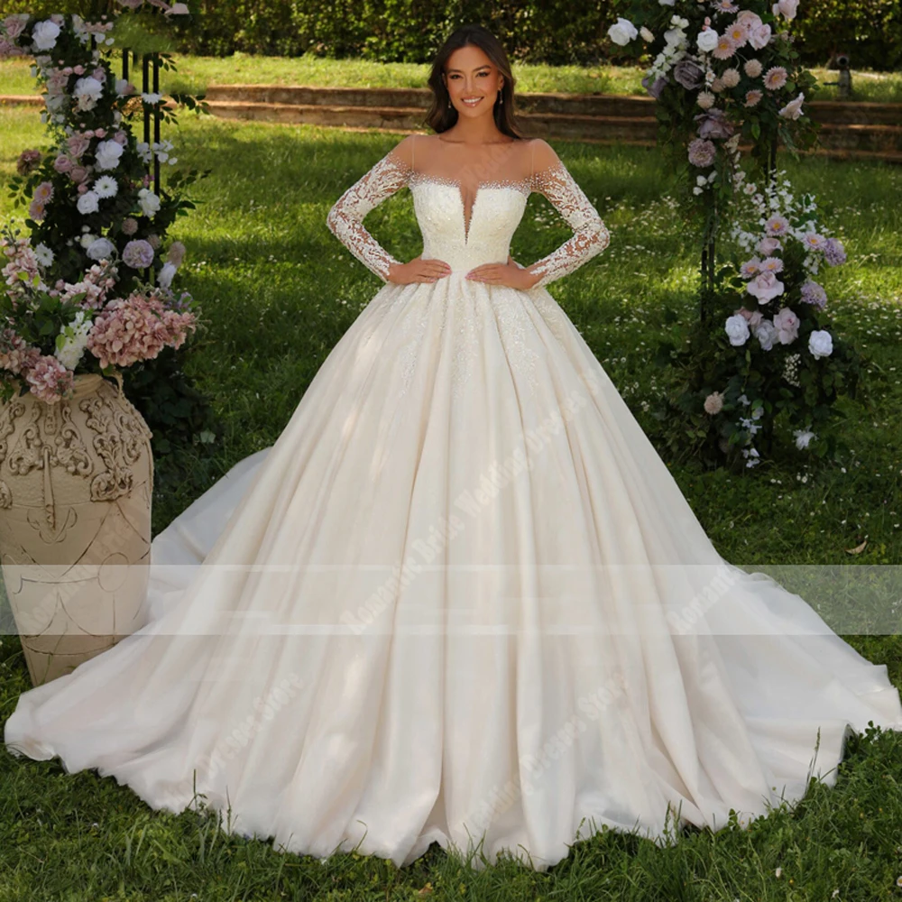 Shining Tulle Women Wedding Dresses Off The Shoulder V-Neck Bridal Gowns Sweetheart Collar Fluffy Skirt Hem Ball Robe Customized