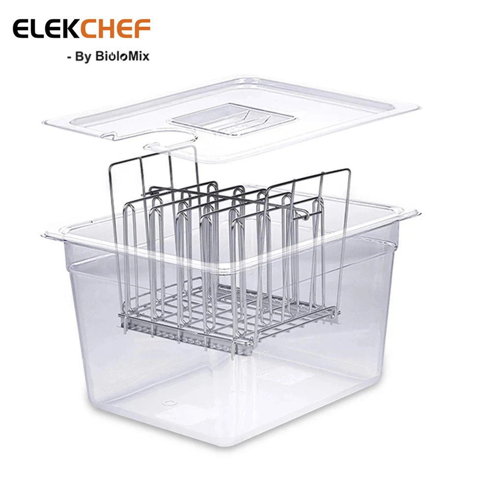 11L Sous Vide Cooker Containers and Stainless Steel Sous Vide Rack Sets Detachable Dividers Separator for Immersion Circulators