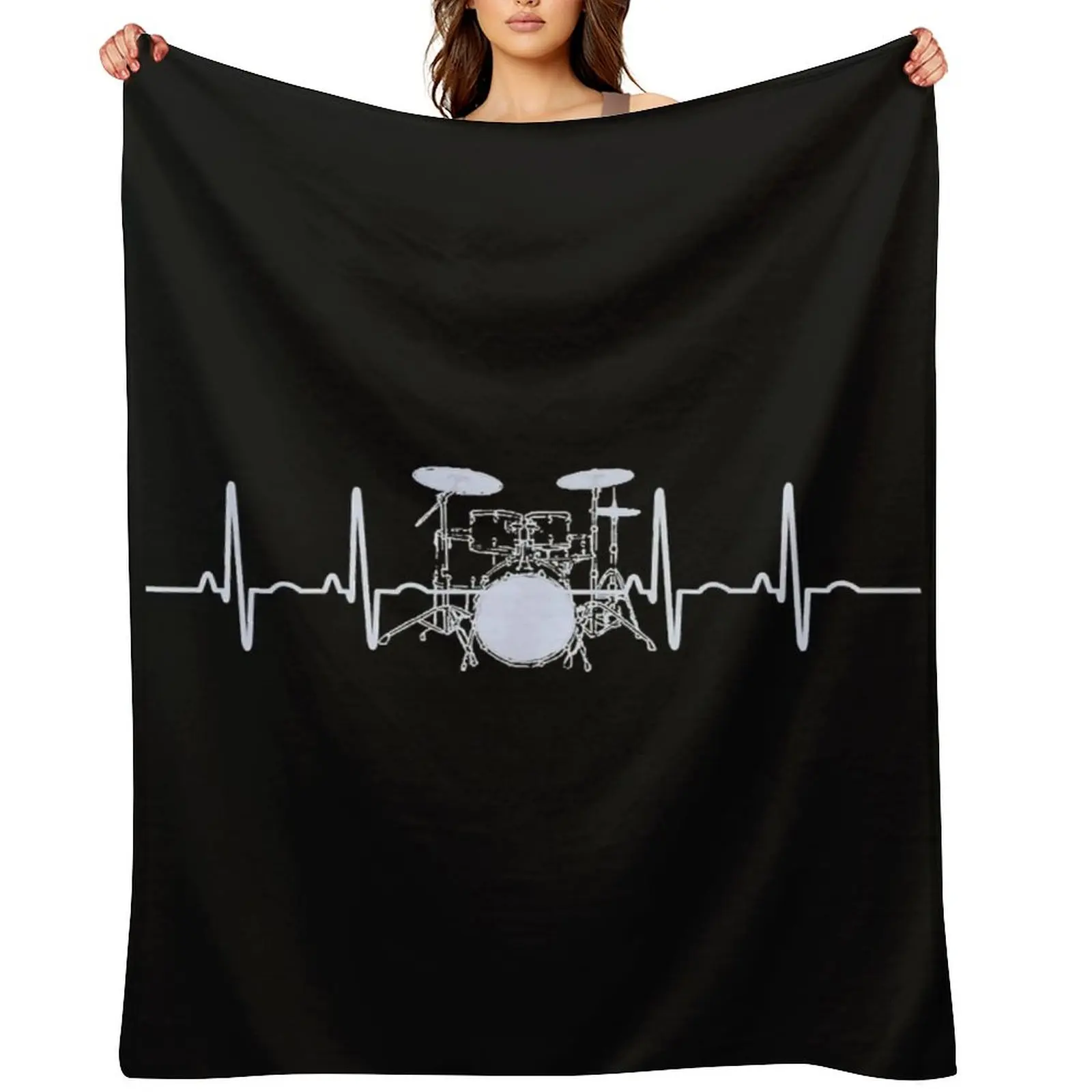 

Drum Heartbeat Lifeline Music Lover Gift Drummer Throw Blanket heavy to sleep Flannel Sofa Quilt Beach Blankets