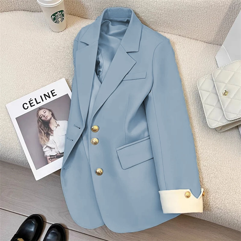 Women's Fashion Solid Color Blazer, Spring New Casual Temperament Celebrity Popular Suit