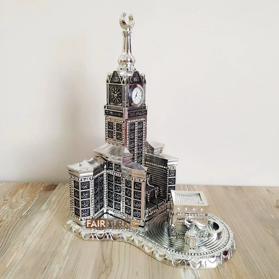 LaModaHome Silver Color Zamzam Tower And Kaaba Islamic Sculpture for Home