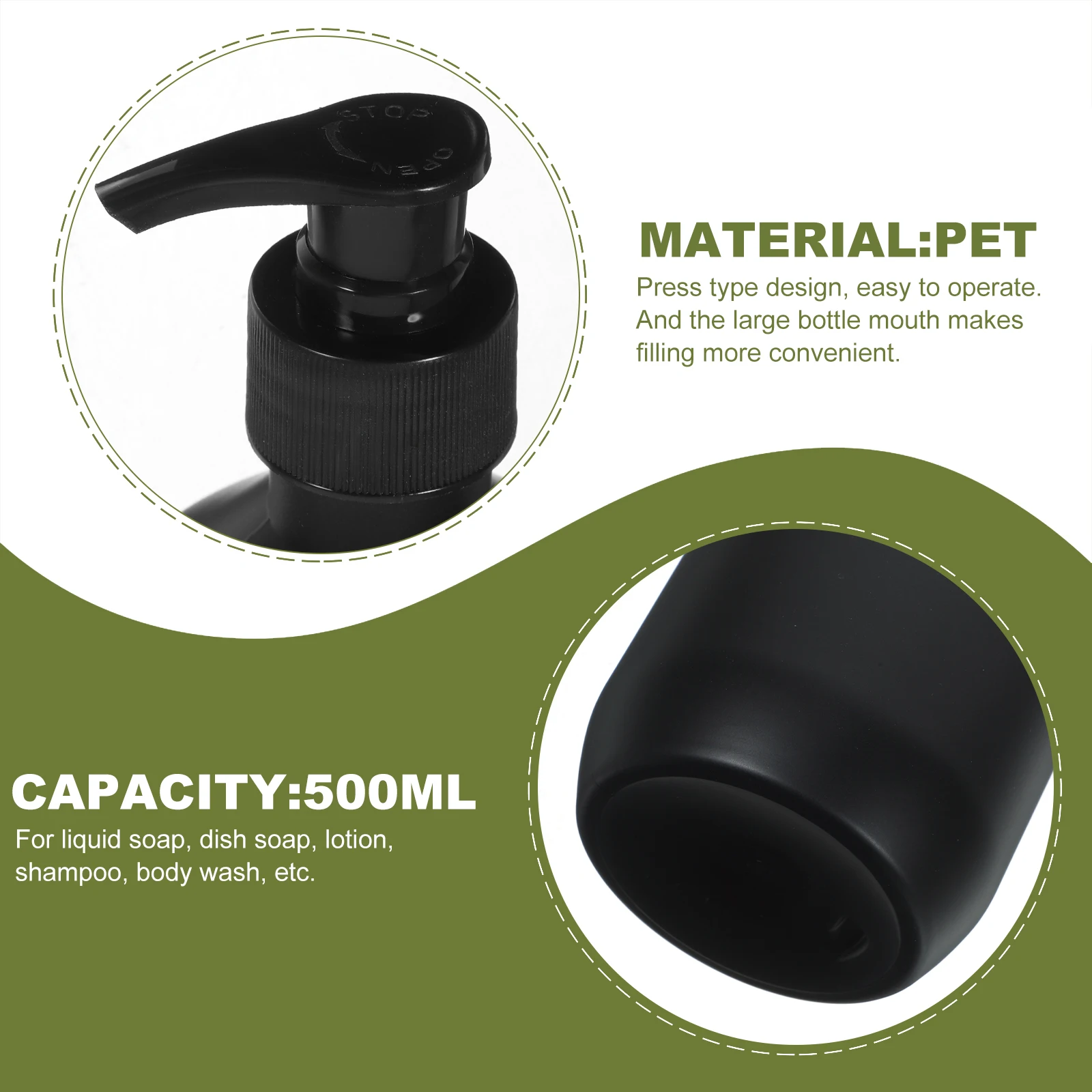 

2pcs Empty Press Pump Bottles Refillable Plastic Shampoo Dispenser Portable Travel Liquid Soap Lotion Container Shower Kitchen