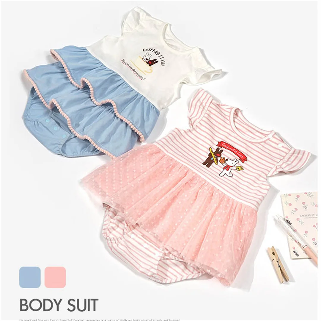 

Newborn Designer Baby Girls Fly Sleeve Onesie Bodysuit Tutu Dress Costume Boutique Toddler Girl Jumpsuit Cotton Summer Clothes