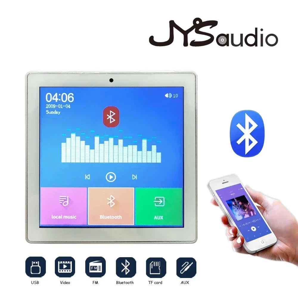 Amplificatore da parete Bluetooth Potente touch screen a 2 canali Amp Sistema audio Home Theater Altoparlante da soffitto stereo da 5 pollici residenziale