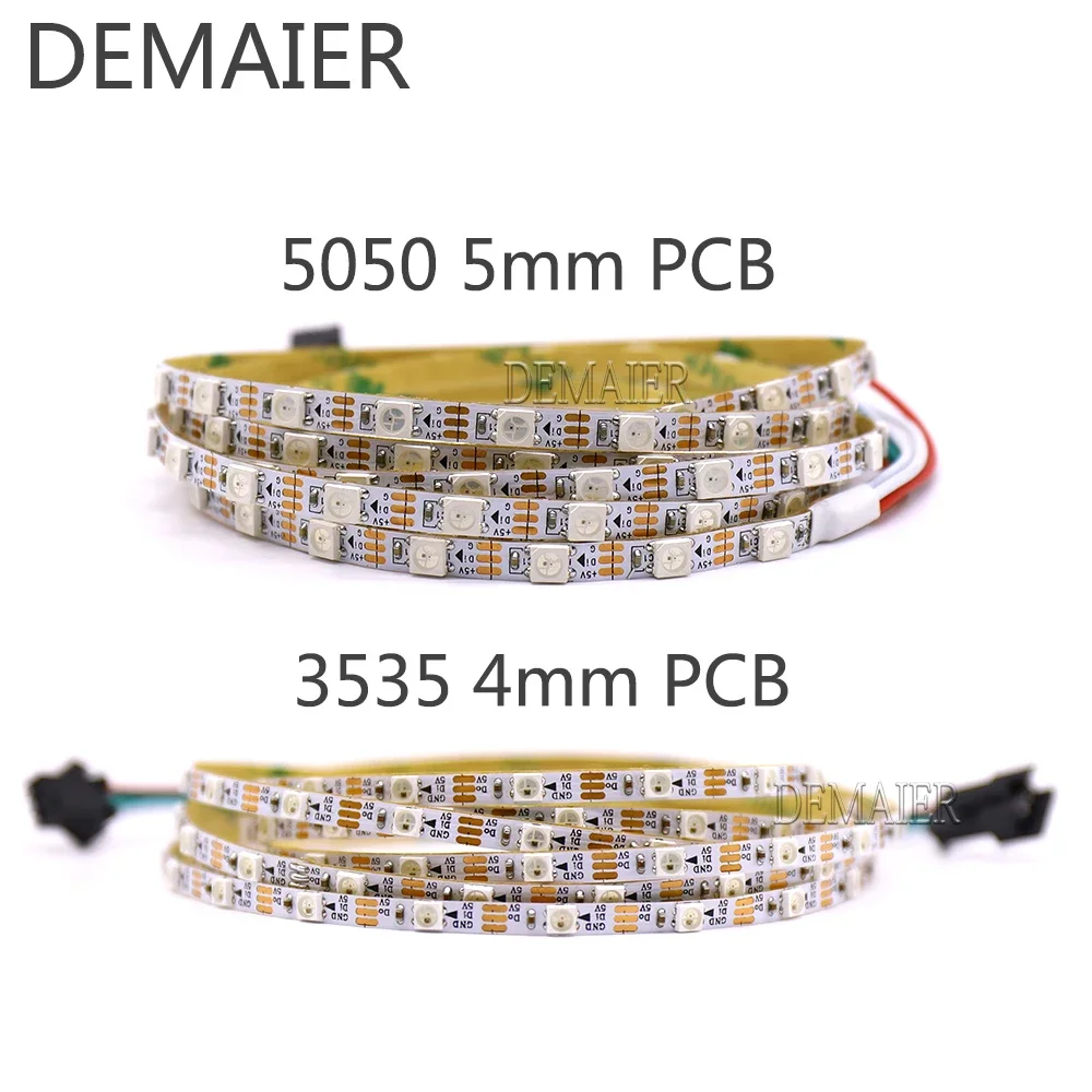 

SK6812 WS2812B MINI SMD 3535 5050 RGB светодиодный pixel streifen 60/144 светодиодный 4 мм/5 мм/7,2 мм PCB smd3535/5050 Einzeln обработанный источник постоянного тока 5 В