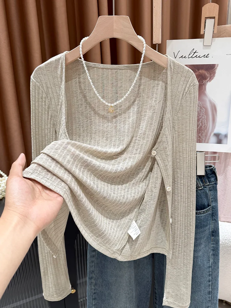 

Женский вязаный кардиган-накидка для пляжа, весна-лето, новинка, повседневный, ажурный, мягкий, из полиэфирного волокна