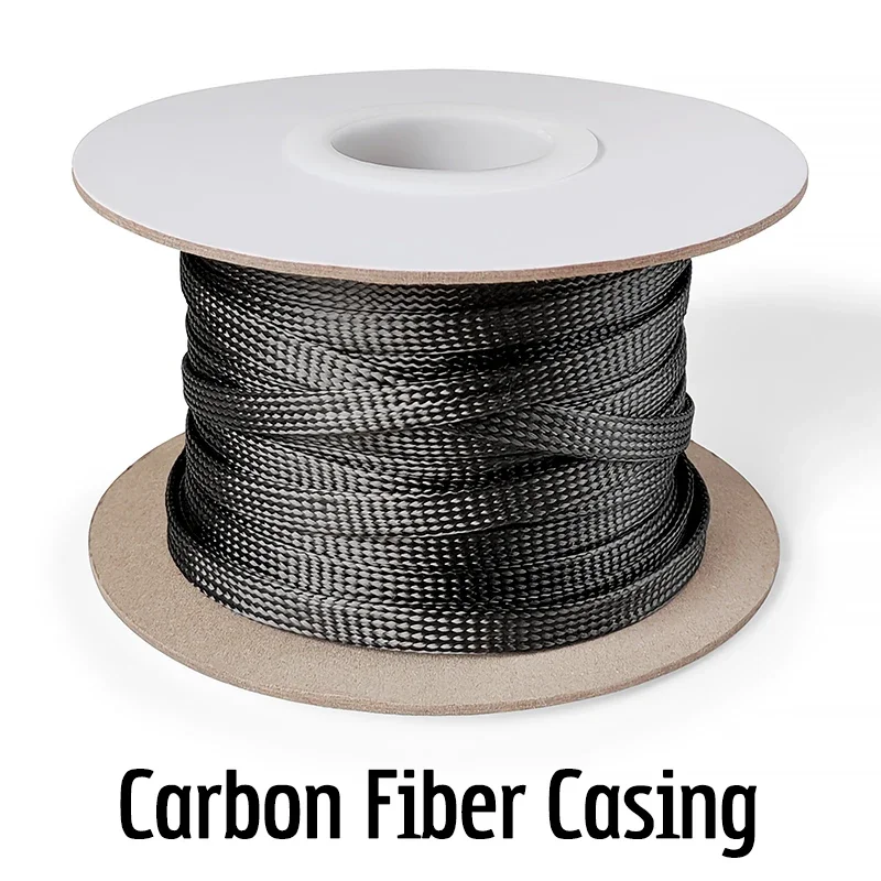 1M-5M Black Carbon Fibre Tubing ID 4-80mm High Temperature Resistant Wire Protective Sleeve For Set Some Irregular Wires Cables