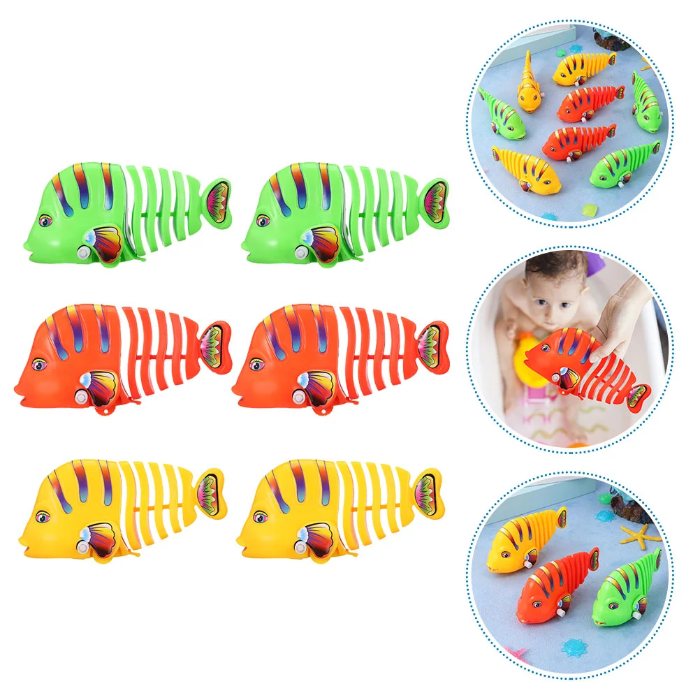 

6 Pcs Clockwork Swinging Fish Bath Toys Wind Up Plastic Model Plaything For Kids Coordination Fun Gift Safe Material