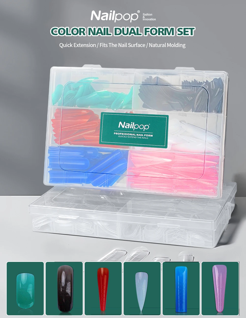 Nailpop Bunte Dual-Form-Nagelformen, 75/288/360 Stück, mehrere Formen für Gelverlängerungen, wiederverwendbar, für den professionellen und privaten Gebrauch – Detail 1