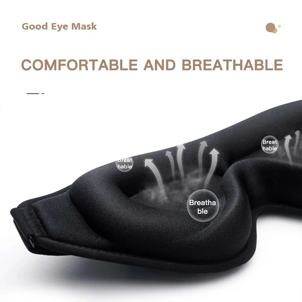 3D Sleep Mask Blindfold Sleeping Aid Eye Mask Soft Memory Foam Face Mask Eyeshade 99% Blockout Light Slaapmasker Eye Cover Patch image 4