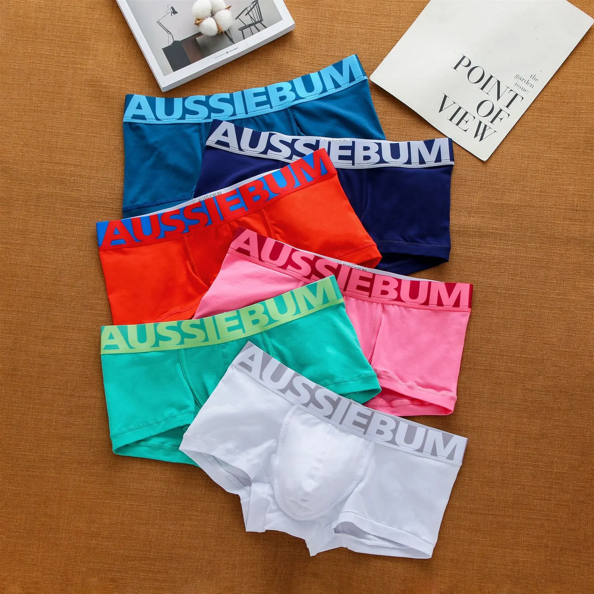 Aussiebum men's cotton underwear low waist letter tide comfortable sweat-absorbent boxer shorts