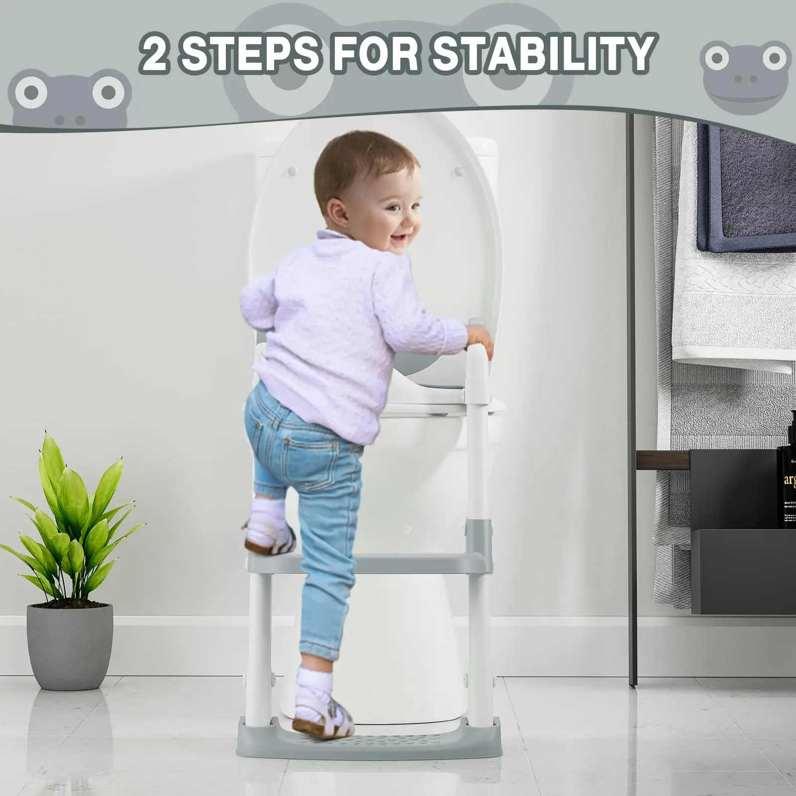 

Potty Training Seat with Step Stool Ladder for Toddlers as a Potty Training Toilet Anti-Slip Safe Pads Adjustable Height Legs Gr