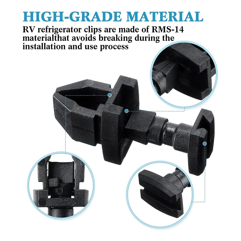20 عبوة من مشابك الثلاجة السوداء 617772 بديلة بمزلاج لأبواب فتحة تهوية خدمة الثلاجة-ABAM
