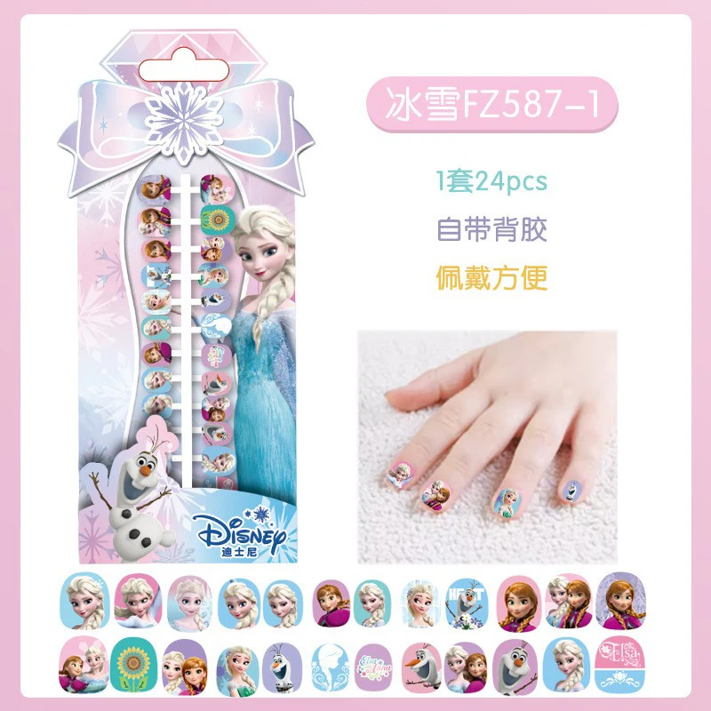 24 قطعة/الحقيبة ديزني مسمار التصحيح الصلب مسمار التصحيح المجمدة إلسا مسمار ملصقات للفتيات لعب الأطفال هدايا عيد الميلاد