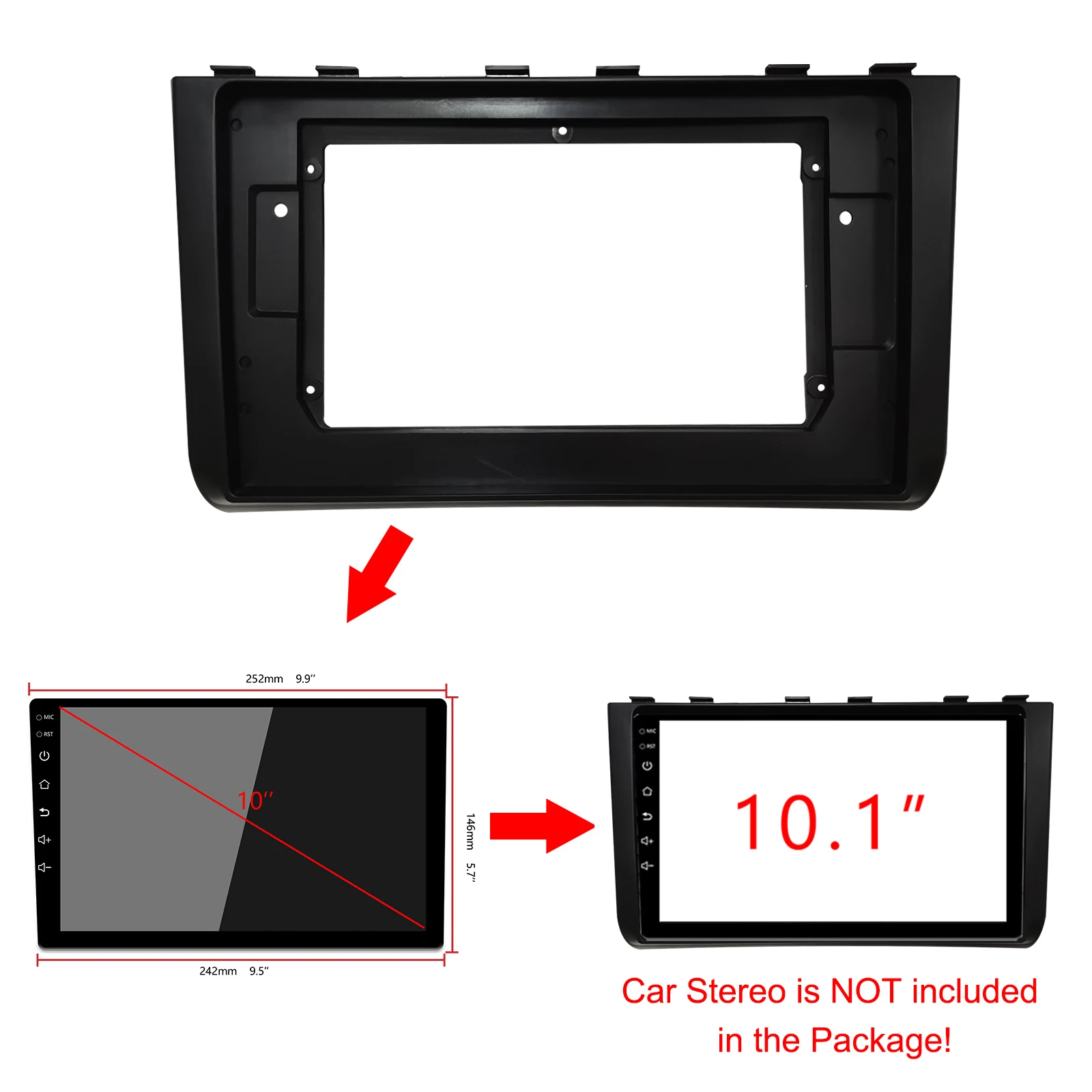 Fits 10.1Inch Hyundai IX25 Creta 2020-2021 LHD RHD Panel In-dash Fascias 1/2din Car Radio Frame Adapter Dashboard Accessory Kit