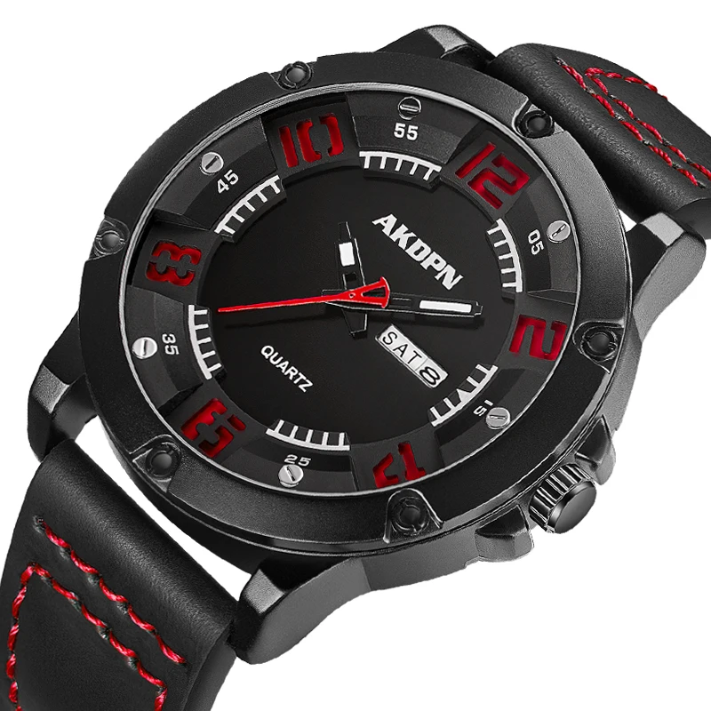 Relógio esportivo masculino relógios de quartzo pulseira de couro à prova dwaterproof água relógios de pulso masculino casual relógio de negócios relógios de luxo