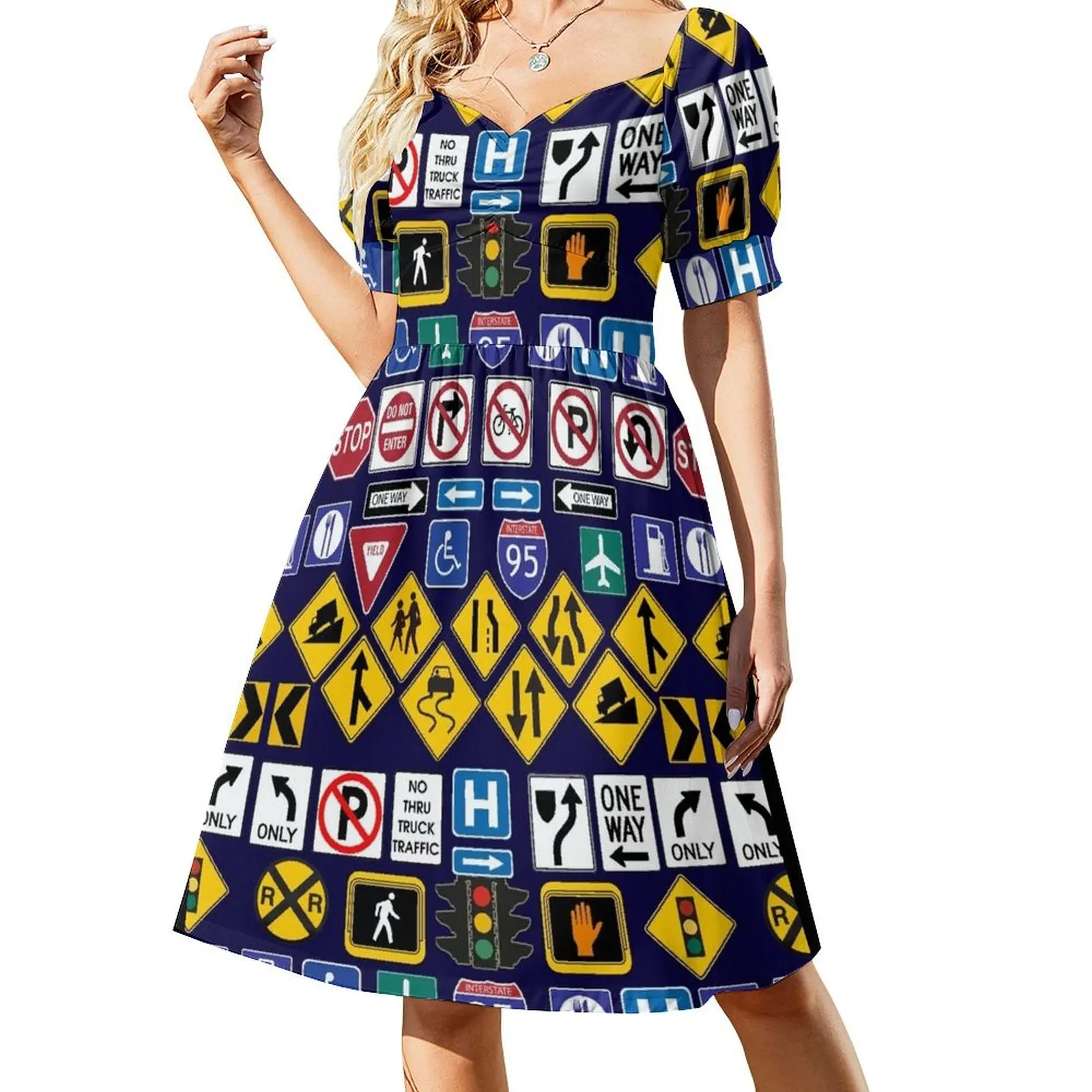 

Road Signs, Regulations Signs Short-Sleeved Dress Evening gown Women's dresses women's evening dress 2025