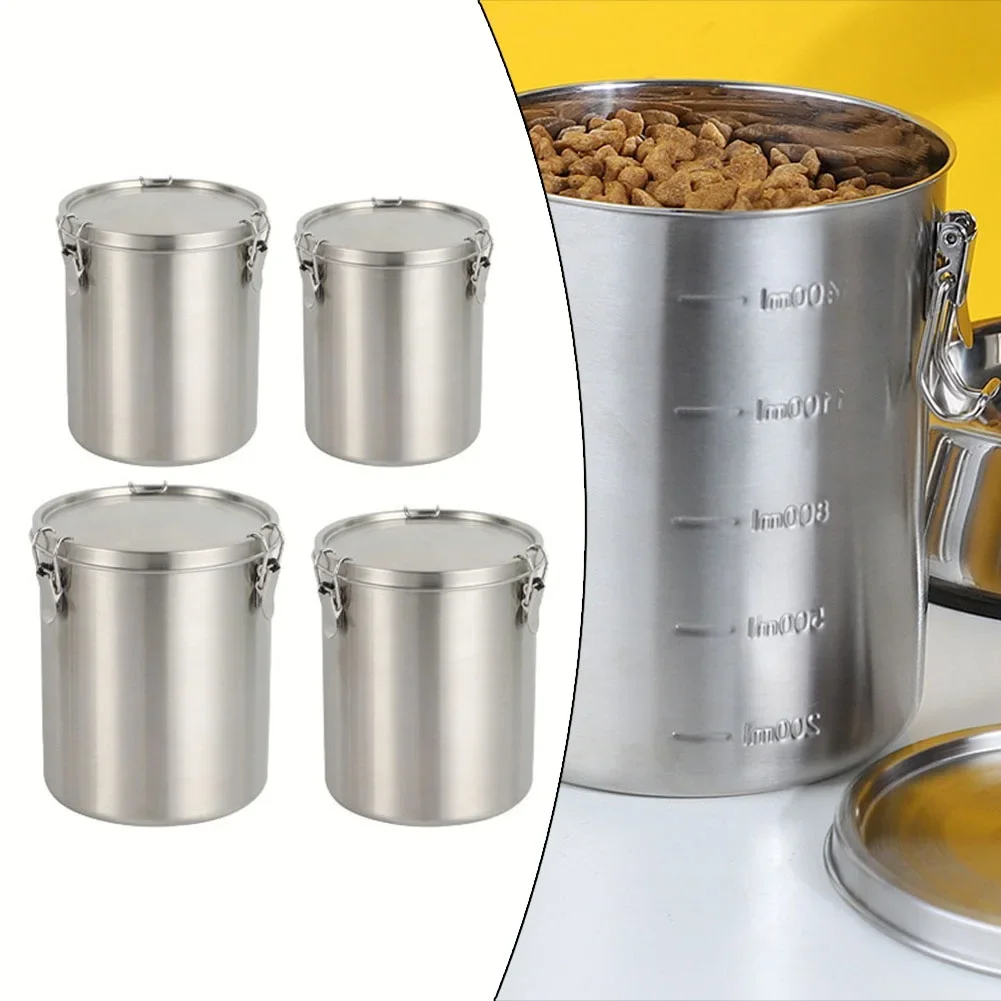 1pc 1000/2500ml Stainless Steel Tanks Sealed Kitchen Food Storage Container Coffee Canister Home Storage Parts