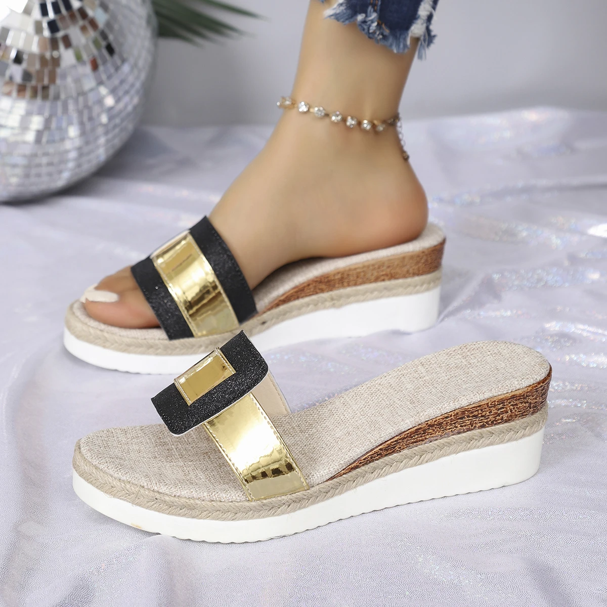 Women Casual Sandals Wedge Open Toe Buckle Shoes Woman Summer Beach Sandal Shoes for Women 2026 Platform Solid Color Sandals