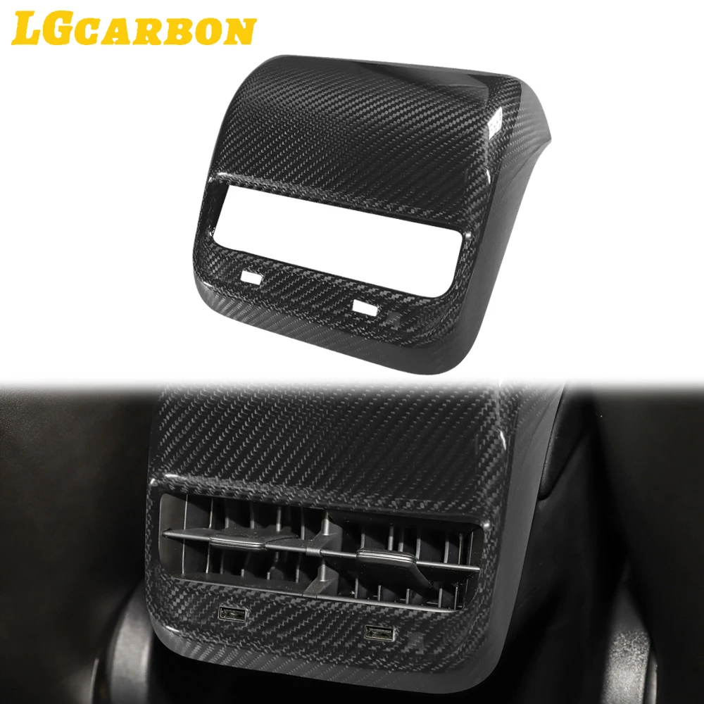 

LGcarbon Car Carbon Fiber Dry Sticker Rear Air Vent Outlet Cover Trim for Tesla Model 3 Model Y 2017-2019