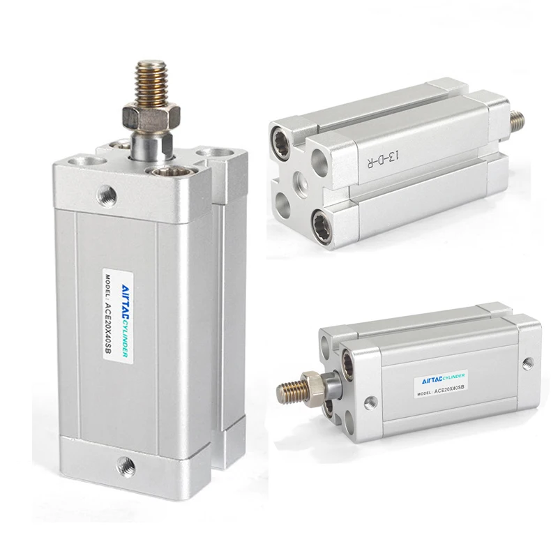 AirTAC ACE Series Pneumatic Compact Cylinder Bore 80mm 100mm 125mm Double Acting Air Actuator Space Saving Pneumatic Component