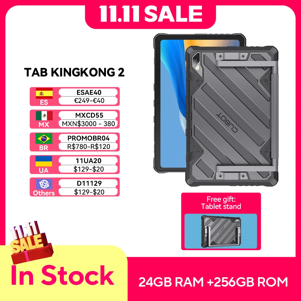 Cubot Tab KingKong 2, Rugged Tablet Android 14, Helio G99, 20400mAh Battery,16GB RAM+256GB ROM, IP68 Waterproof, 10.95