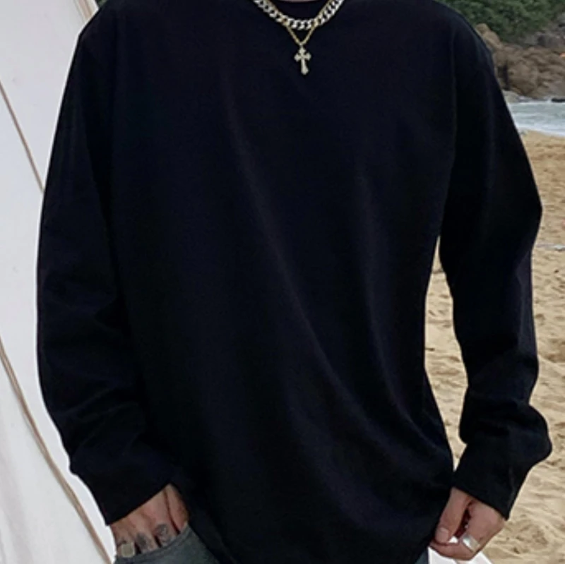 

Мужская повседневная футболка с круглым вырезом и длинными рукавами, повседневная одежда, базовый гардероб, недорогой внешний вид, обязательный топ