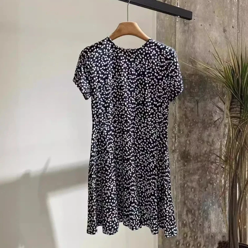 

Women Polka Dot Elegant Print Dress Waist Comfortable Office Ladies Elegant Mini Dress