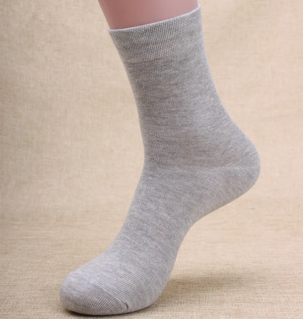 Chaussettes en coton pour hommes, couleur unie, à la mode, en Tube, décontractées, respirantes, pour les affaires, hiver