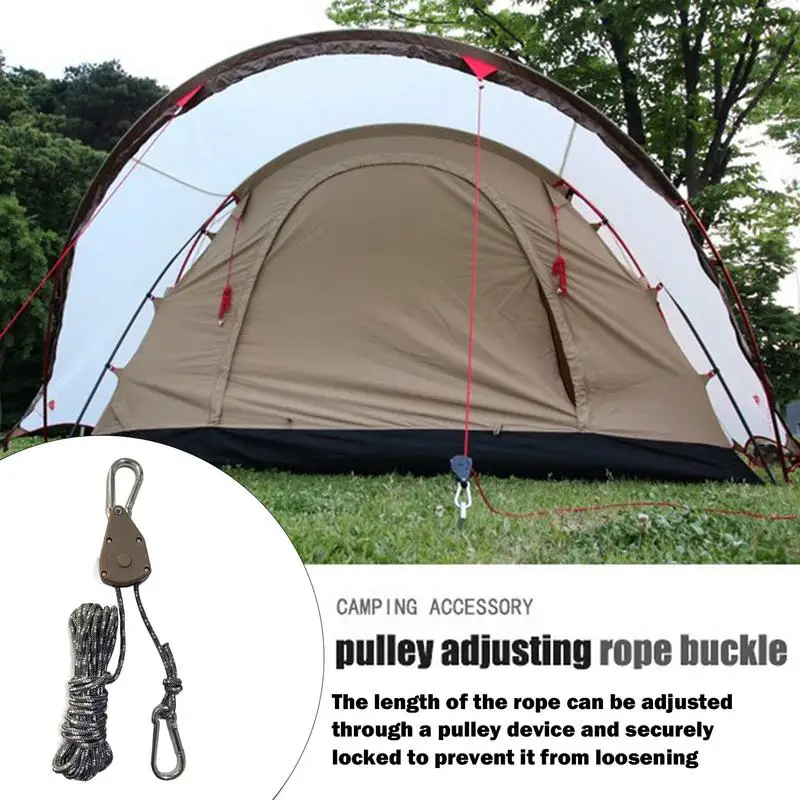 Rope For Camping Outdoor Rope Camping Rope Camping Cord Weatherproof Hiking Rope Adjustable Strong Rope With Pulley Tent Rope