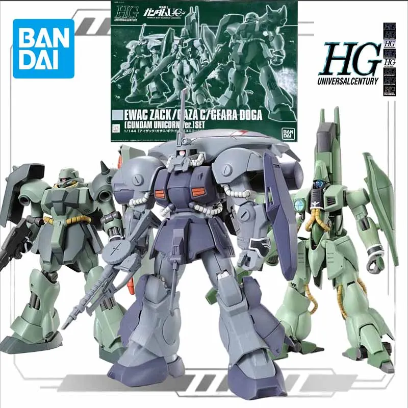 Bandai Original Model Kit GUNDAM HG 1/144 EWAC ZACK GAZA C GEARA DOGA  Anime Action Figure Assembly Model Toy for Boys Gifts