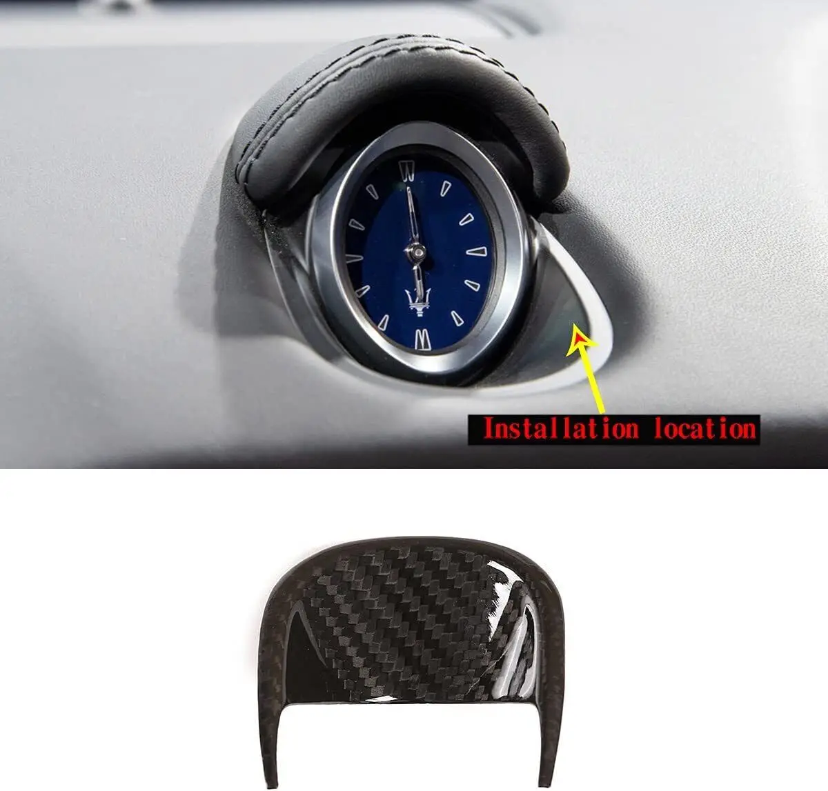 

Real Carbon Fiber Car Center Console Dashboard Clock Trim Cover Fit For Maserati Ghibli 2014-2021