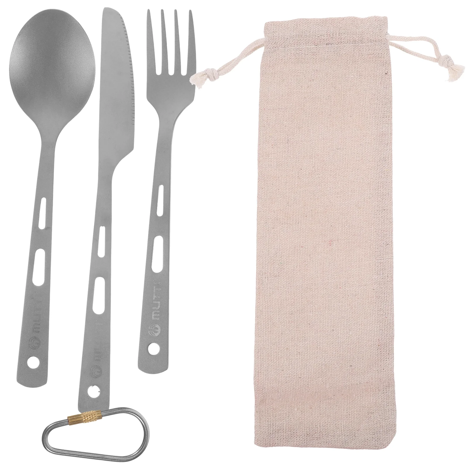 

Portable Camping and Picnic Tableware Set Forks Spoons Flatware Utensils Travel Cutlery Titanium Stainless Steel Dinner