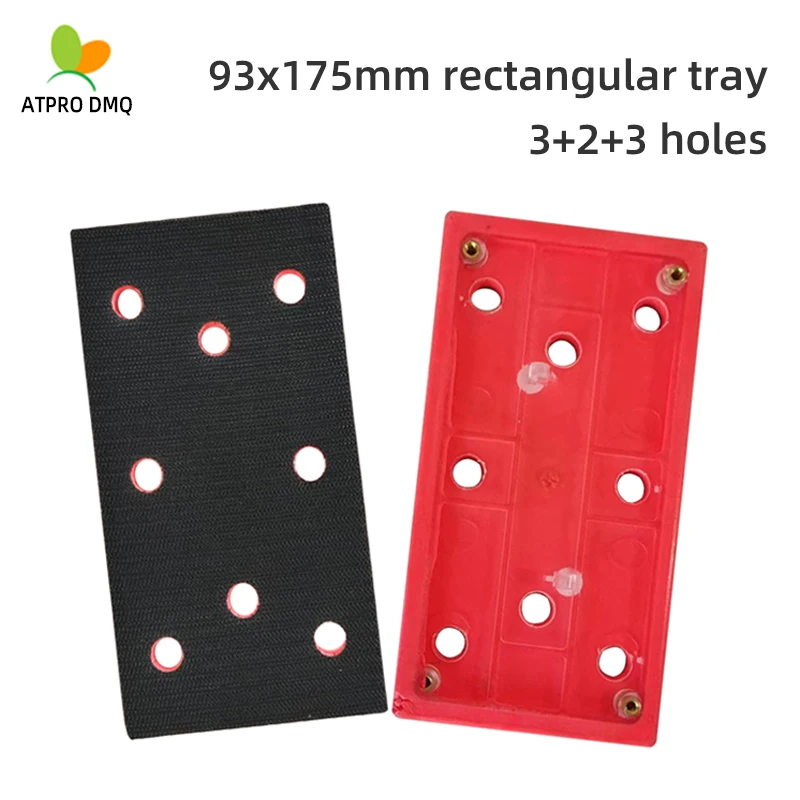 93x175mm Rectangular Dry Grinder Tray 3+2+3 Hole Dust-free Sander Chassis Accessories 8 Hole Sandpaper Grinder Grinding Disc