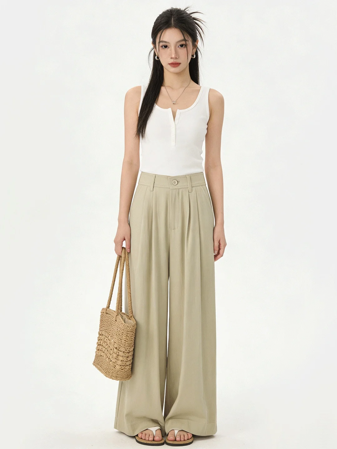 

High Waist Wide Leg Suit Pants Women's Loose Straight Casual Trousers Commuter Sle Korean Loose Slimming Drapey Versatile