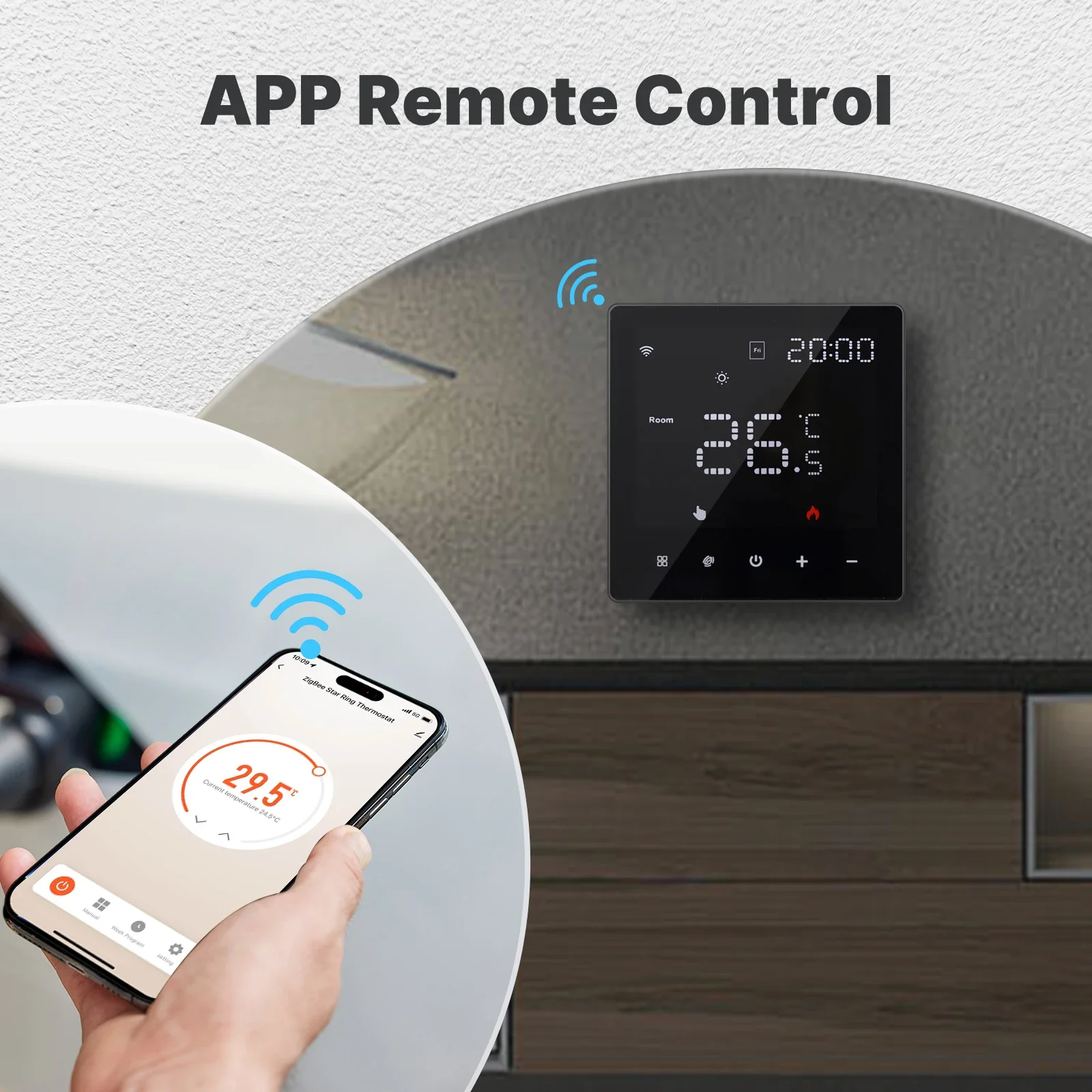 MOES-Contrôleur de température intelligent Tuya, thermostat programmable, bomicrophone à eau, chauffage électrique, fonctionne avec Alexa, Google Home, WiFi