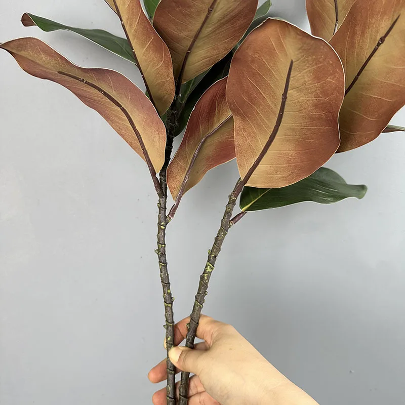 2pcs Artificial Magnolia Leaf Green Plant Floral Plastic Simulation Magnolia Branch Fake Plants Leaves Shopping Mall Decoration