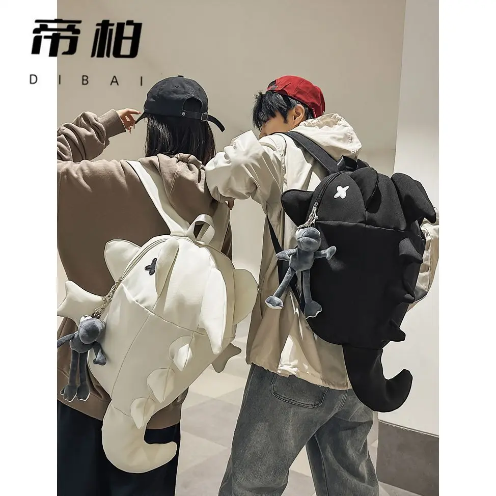 3D Unique Shark Shaped Backpack Full Waterproof Nylon Couple Backpack Two Sizes Large Capacity 16 Inch Laptop Bag Street Fashion