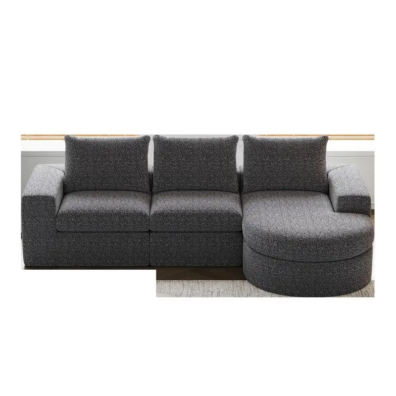 أريكة مقطعية منحنية على شكل سحابة شانيل مقاس 99 بوصة مع كرسي، أريكة حديثة على شكل حرف L، مقاعد عميقة لغرفة المعيشة أو غرفة النوم، لا #6