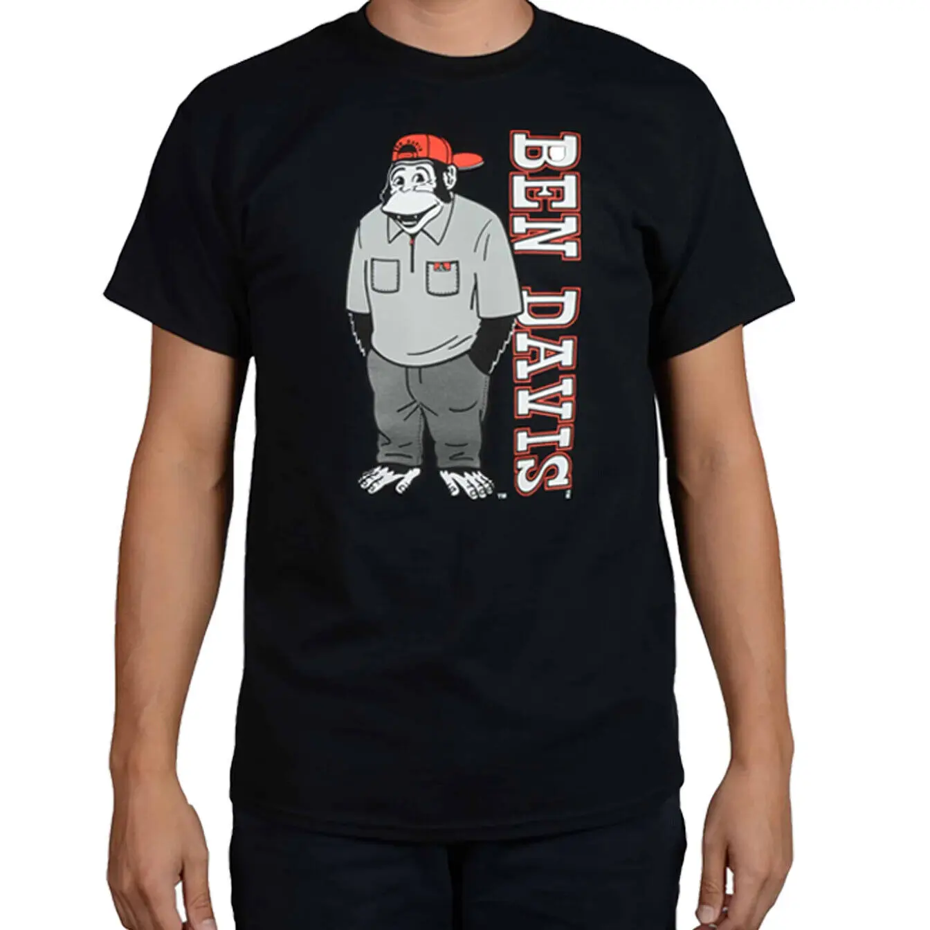 Ben davis camiseta masculina de manga curta logo gráfico camiseta funky macaco camisas preto