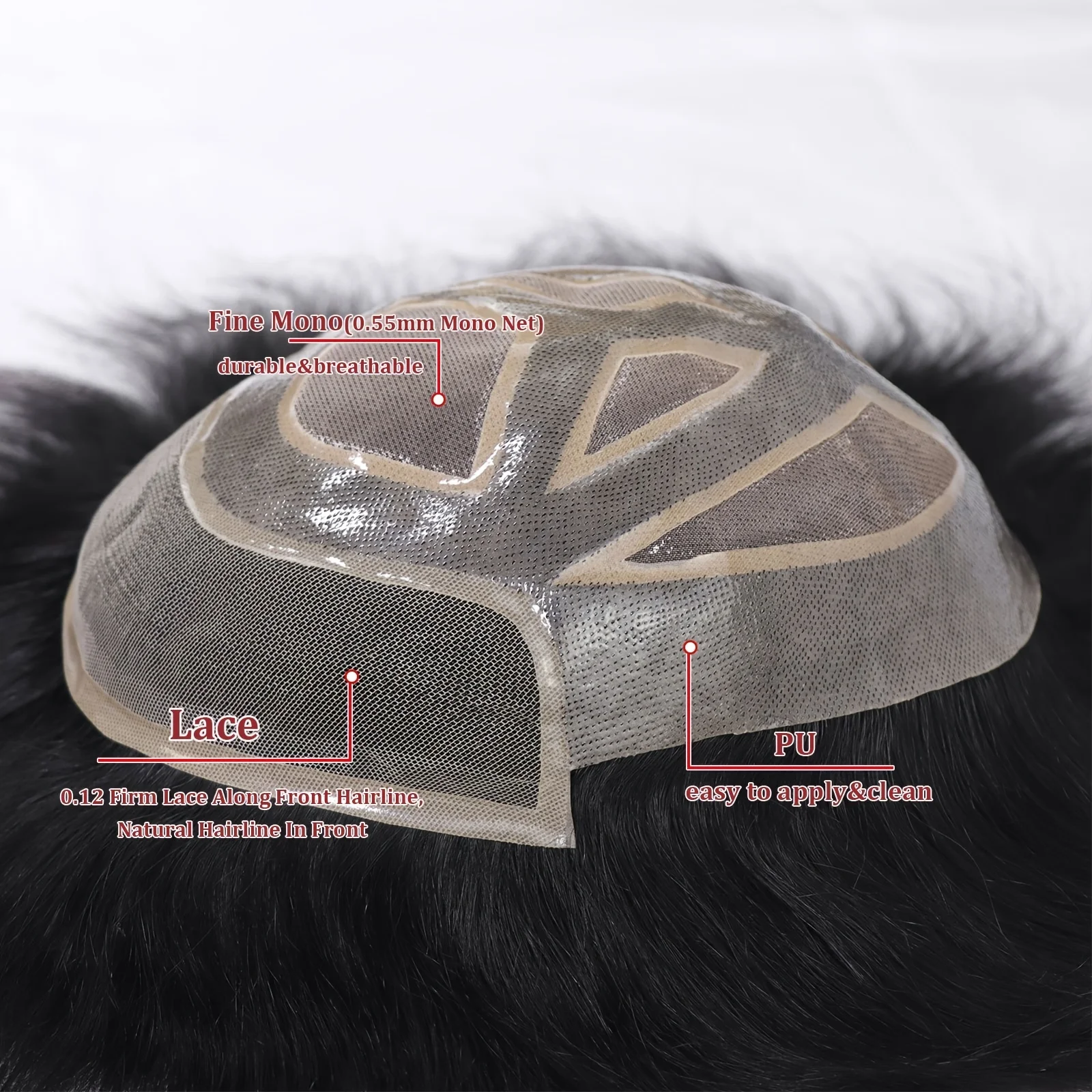 6*8/ 6*9/7*10/8*10 دانتيل قابل للتنفس مع شعر مستعار PU للرجال غير مرئي دانتيل أمامي شعر مستعار للرجال أنظمة استبدال الشعر المستعار للرجال #2