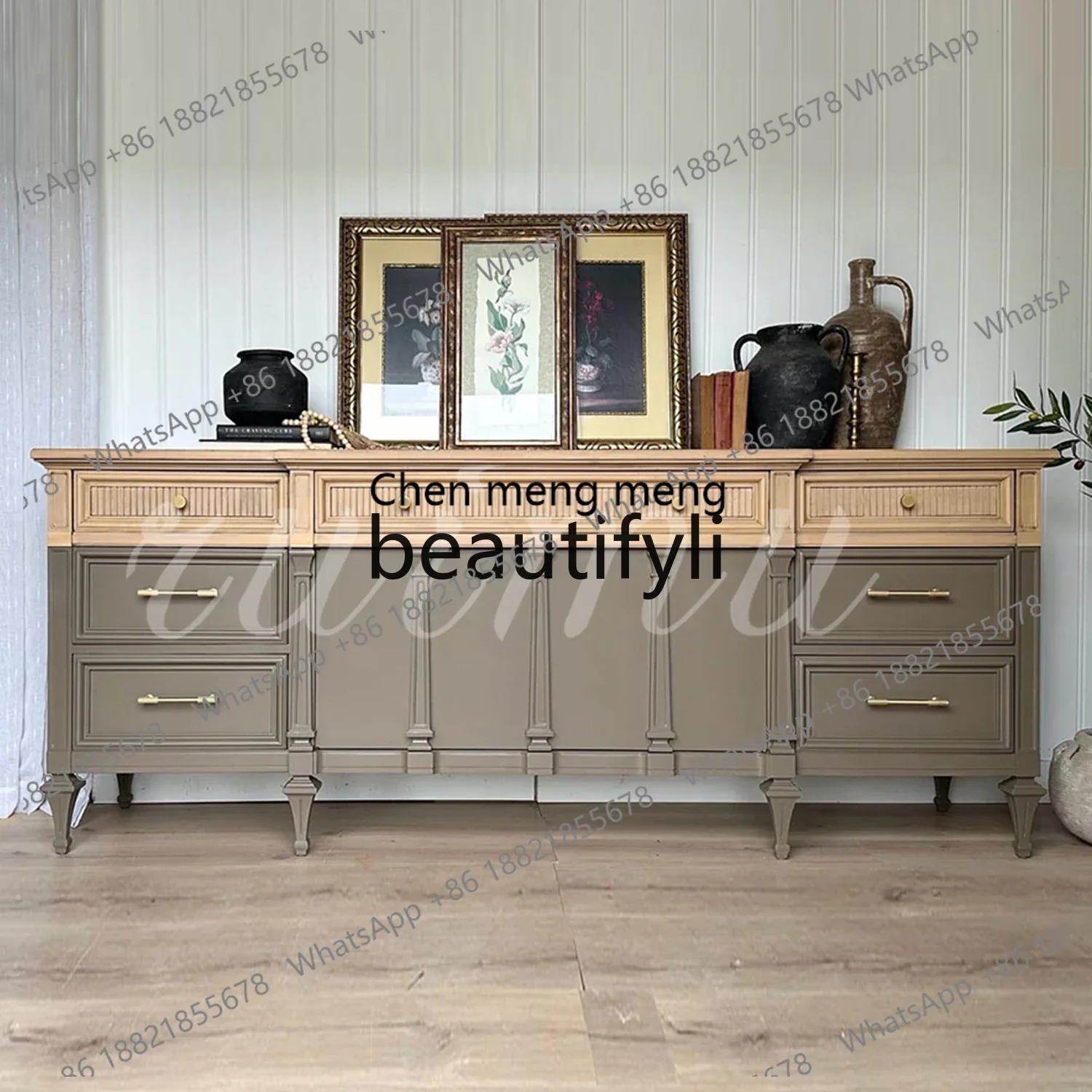 

zqxFrench contrasting color TV cabinet villa living room storage side cabinet foyer entrance cabinet