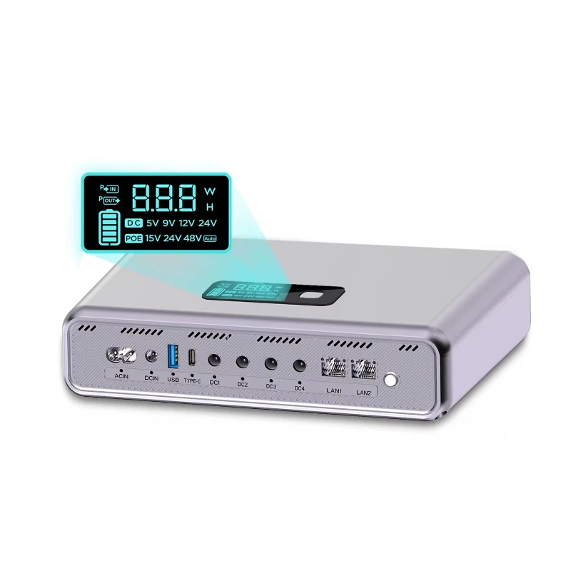 

54000 mAh portable mini with multi-voltage output and port for home office network switch monitoring backup