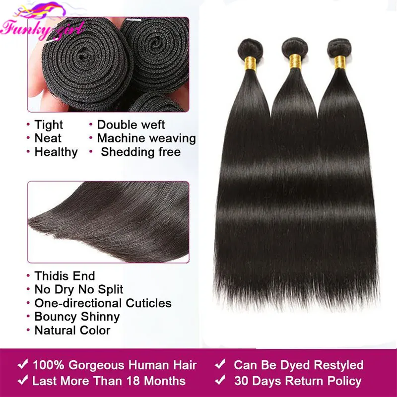 3 4 Bundels Met Frontale Sluiting Brazilian Steil Haar 13 × 4 Oor Tot Oor Kant Frontale Met Bundels Virgin human Hair Extensions